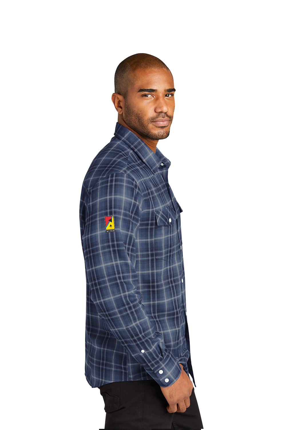 Men's Long Sleeve Ombre Plaid Shirt